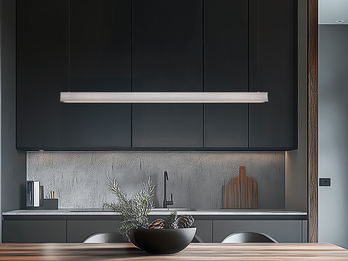 LED Pendelleuchte WALLACE dimmbar & höhenverstellbar, Schwarz Silber, B: 112,5cm LED Pendelleuchte WALLACE dimmbar & höhenverstellbar, Schwarz Silber, B: 112,5cm