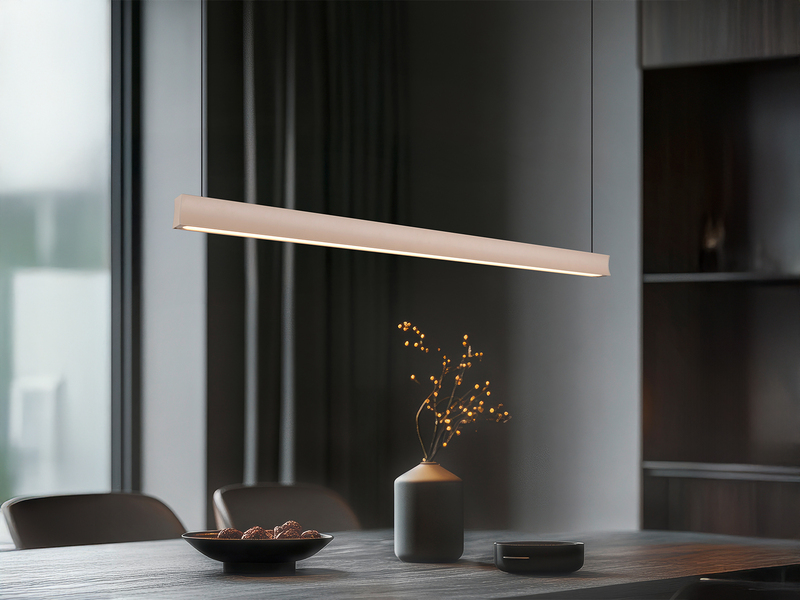 LED Pendelleuchte WALLACE dimmbar & höhenverstellbar, Beige, Breite 112,5cm