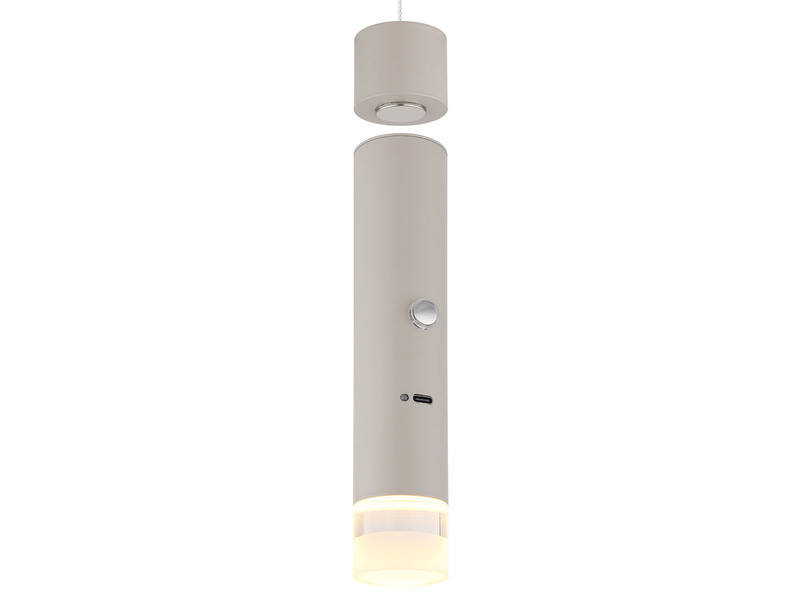 Akku Pendelleuchte PELO Beige, dimmbar, abnehmbarer Leuchtenkopf Ø 3,8cm