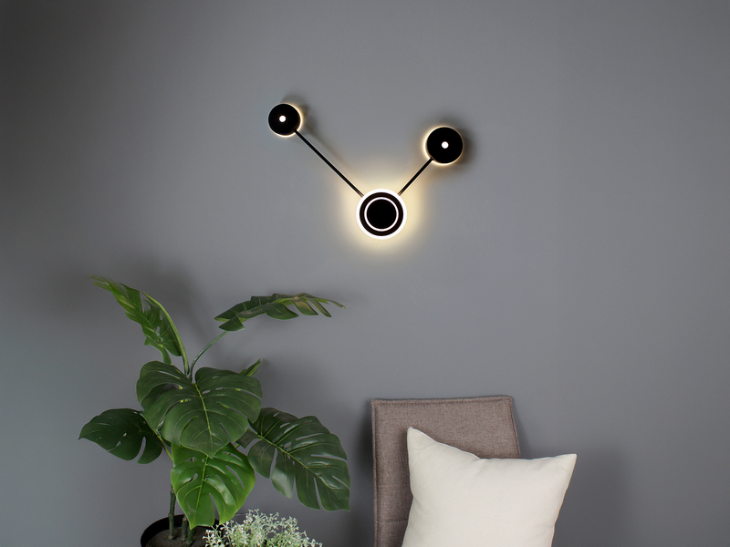 Große LED Wandleuchte SOLAR Aluminium in Schwarz, Höhe 44cm