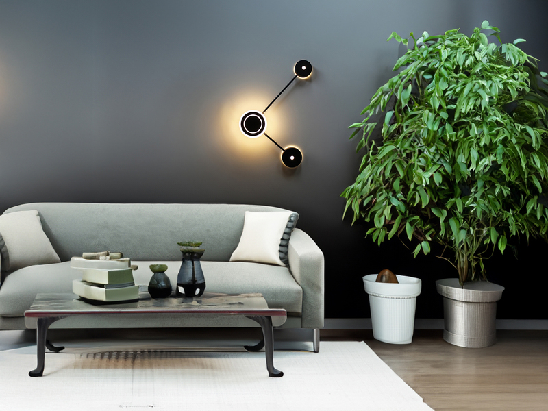 Große LED Wandleuchte SOLAR Aluminium in Schwarz, Höhe 44cm