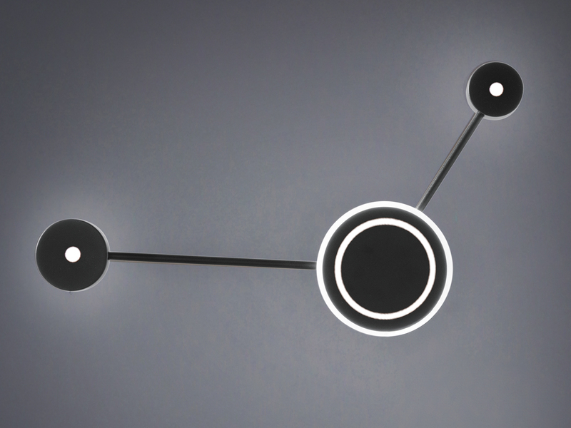 Große LED Wandleuchte SOLAR Aluminium in Schwarz, Höhe 44cm