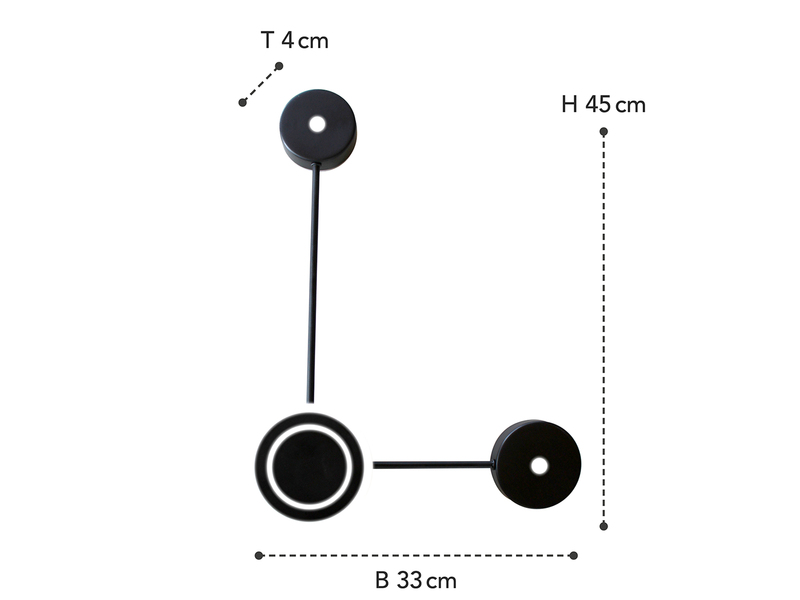 Große LED Wandleuchte SOLAR Aluminium in Schwarz, Höhe 44cm