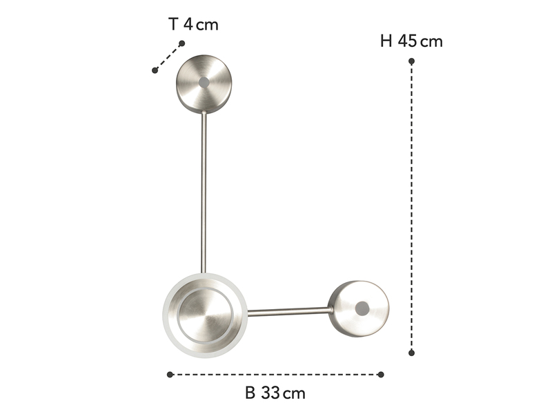 Große LED Wandleuchte SOLAR Aluminium in Silber, Höhe 44cm