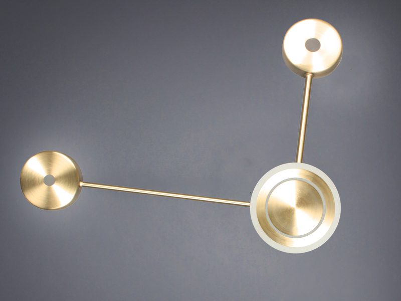 Große LED Wandleuchte SOLAR Aluminium in Gold, Höhe 44cm