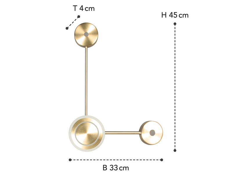 Große LED Wandleuchte SOLAR Aluminium in Gold, Höhe 44cm