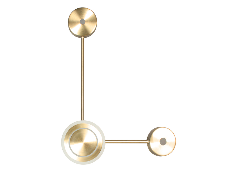 Große LED Wandleuchte SOLAR Aluminium in Gold, Höhe 44cm