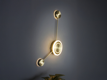 Große LED Wandleuchte SOLAR Aluminium in Gold, Höhe 44cm