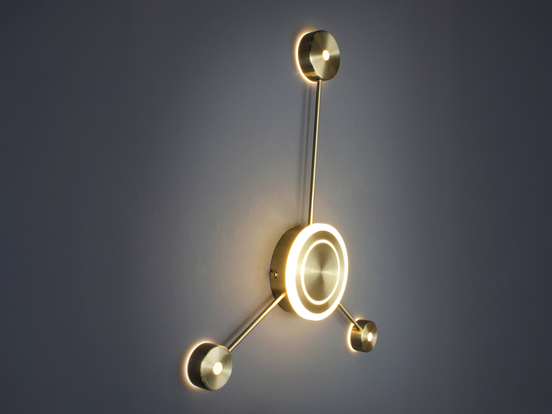 Große LED Wandleuchte SOLAR Aluminium in Gold, Höhe 53cm