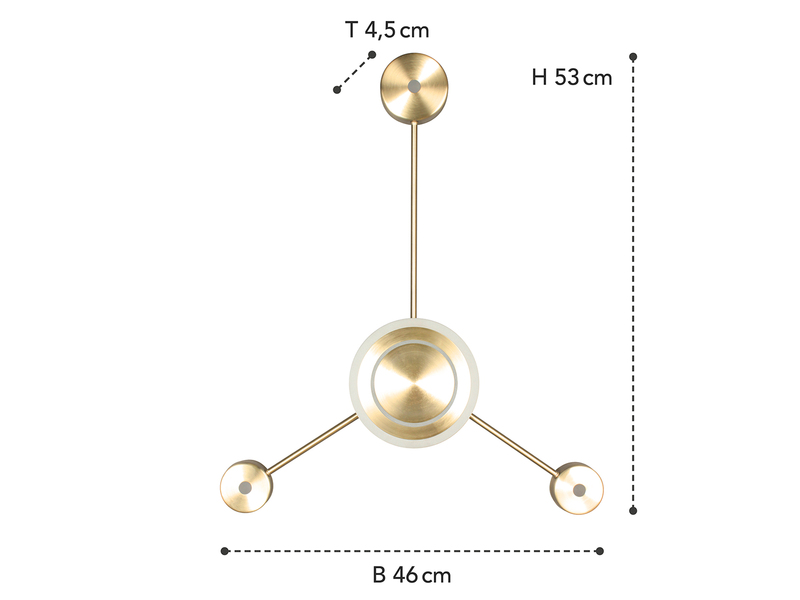 Große LED Wandleuchte SOLAR Aluminium in Gold, Höhe 53cm