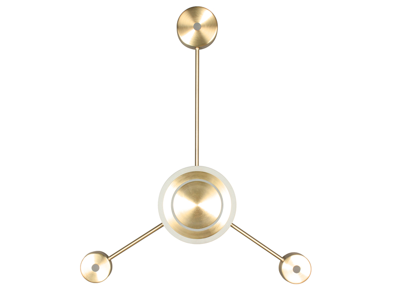 Große LED Wandleuchte SOLAR Aluminium in Gold, Höhe 53cm