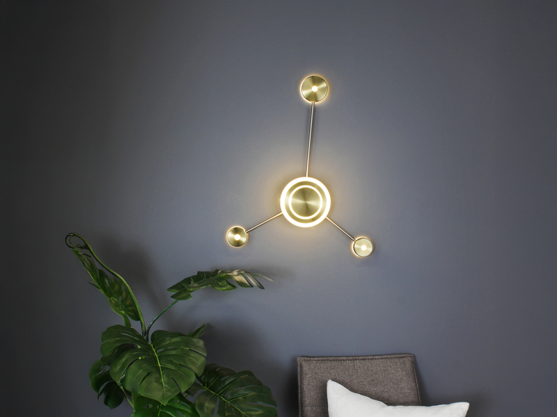 Große LED Wandleuchte SOLAR Aluminium in Gold, Höhe 53cm