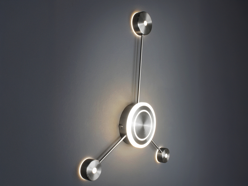 Große LED Wandleuchte SOLAR Aluminium in Silber, Höhe 53cm