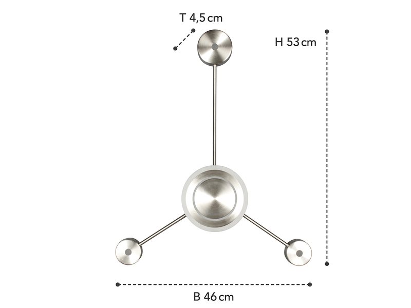 Große LED Wandleuchte SOLAR Aluminium in Silber, Höhe 53cm