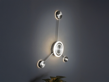 Große LED Wandleuchte SOLAR Aluminium in Silber, Höhe 53cm