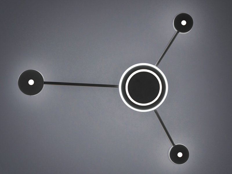 Große LED Wandleuchte SOLAR Aluminium in Schwarz, Höhe 53cm