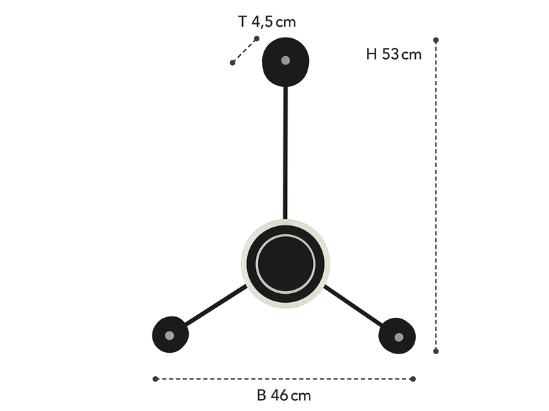 Große LED Wandleuchte SOLAR Aluminium in Schwarz, Höhe 53cm