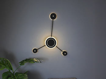 Große LED Wandleuchte SOLAR Aluminium in Schwarz, Höhe 53cm