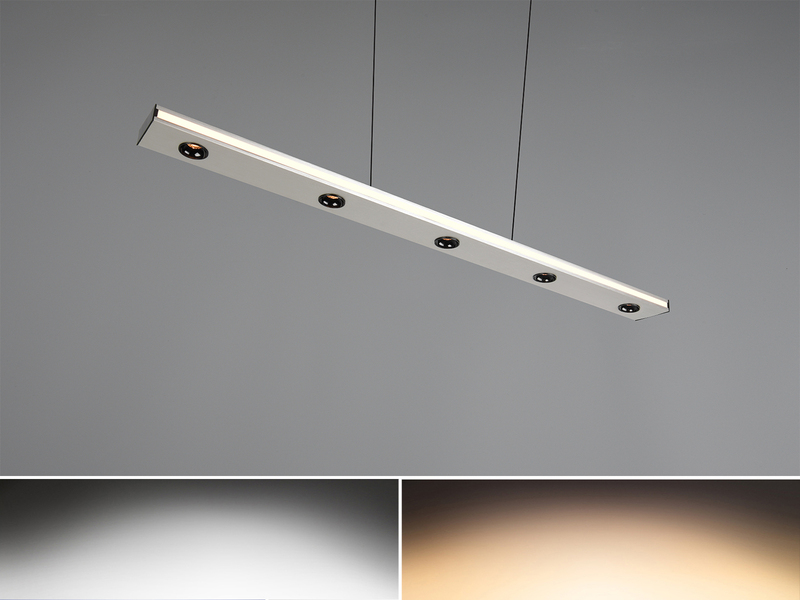 LED Pendelleuchte GRAHAM dimmbar & stufenlos höhenverstellbar, Silber, B: 109cm