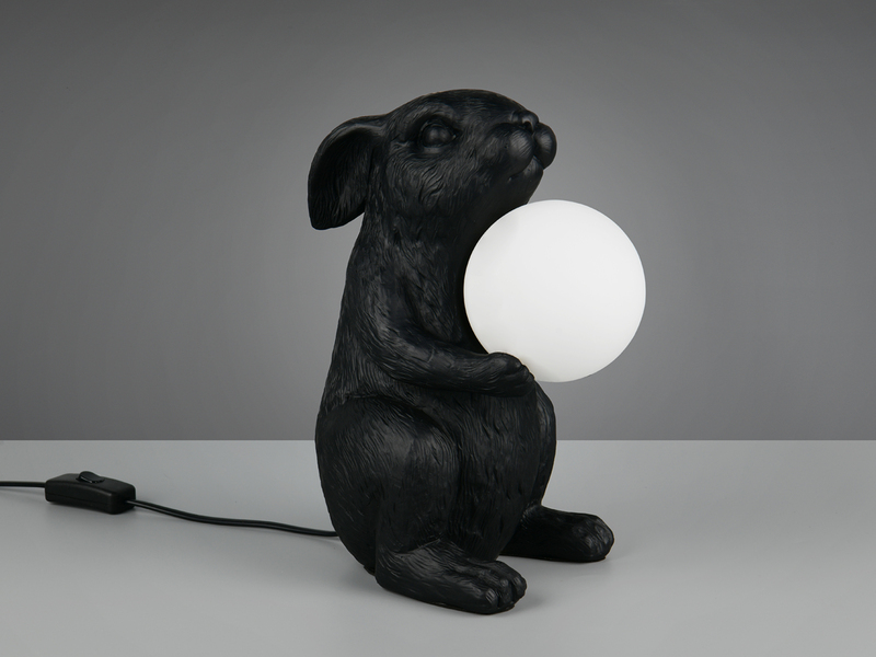 Besondere LED Tischleuchte Hasenlampe Schwarz, Höhe 28cm