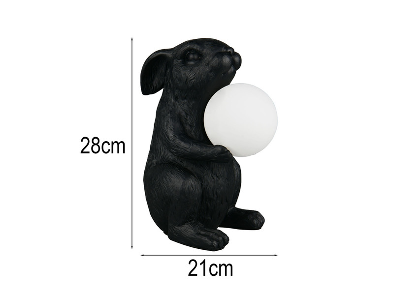 Besondere LED Tischleuchte Hasenlampe Schwarz, Höhe 28cm