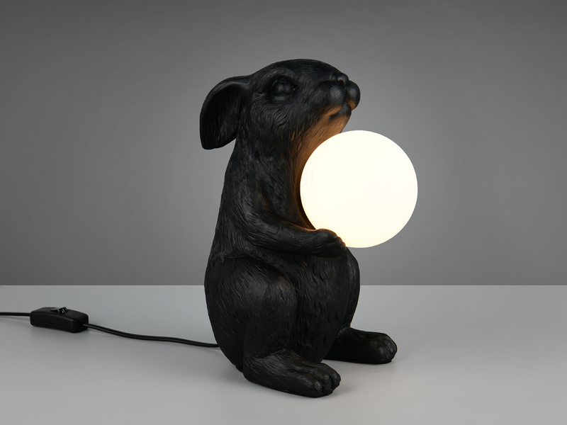 Besondere LED Tischleuchte Hasenlampe Schwarz, Höhe 28cm
