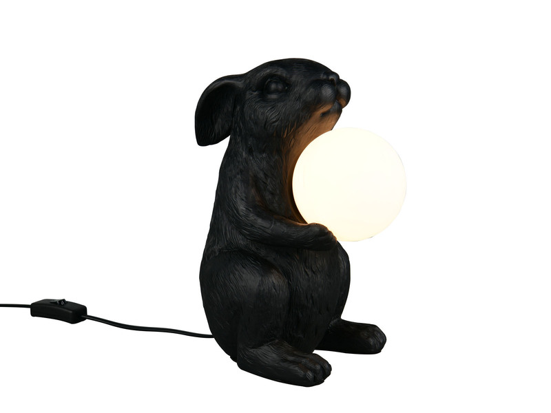 Besondere LED Tischleuchte Hasenlampe Schwarz, Höhe 28cm