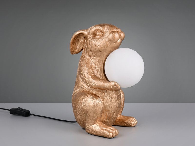 Besondere LED Tischleuchte Hasenlampe Gold, Höhe 28cm