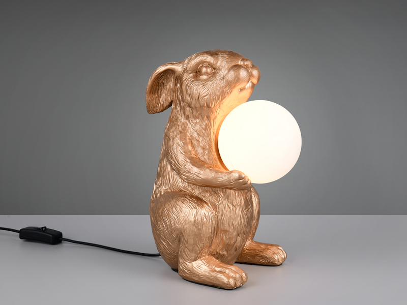 Besondere LED Tischleuchte Hasenlampe Gold, Höhe 28cm