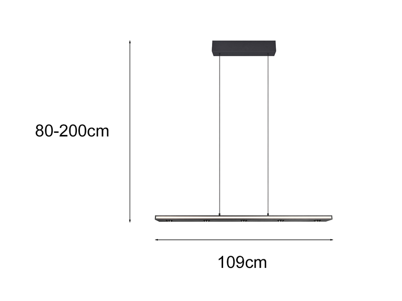 LED Pendelleuchte GRAHAM dimmbar & stufenlos höhenverstellbar, Schwarz, B: 109cm