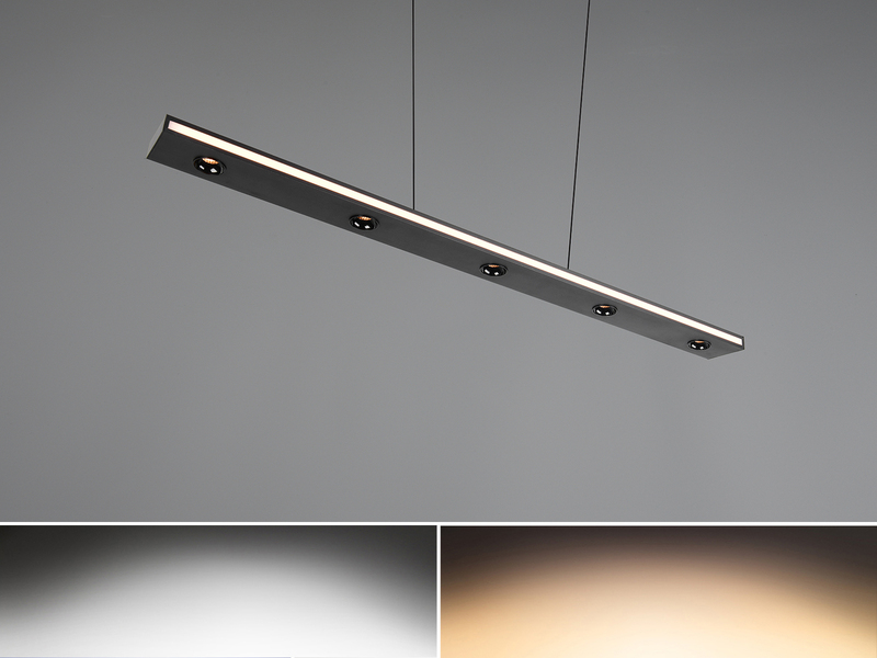 LED Pendelleuchte GRAHAM dimmbar & stufenlos höhenverstellbar, Schwarz, B: 109cm