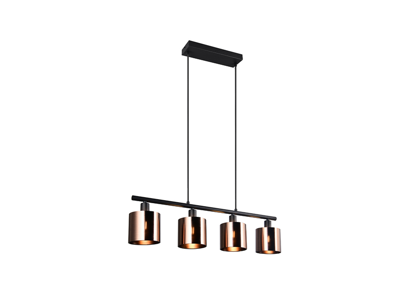 Pendelleuchte JASON 4-flammig mit Lampenschirmen Bronzefarbig, Breite 75cm