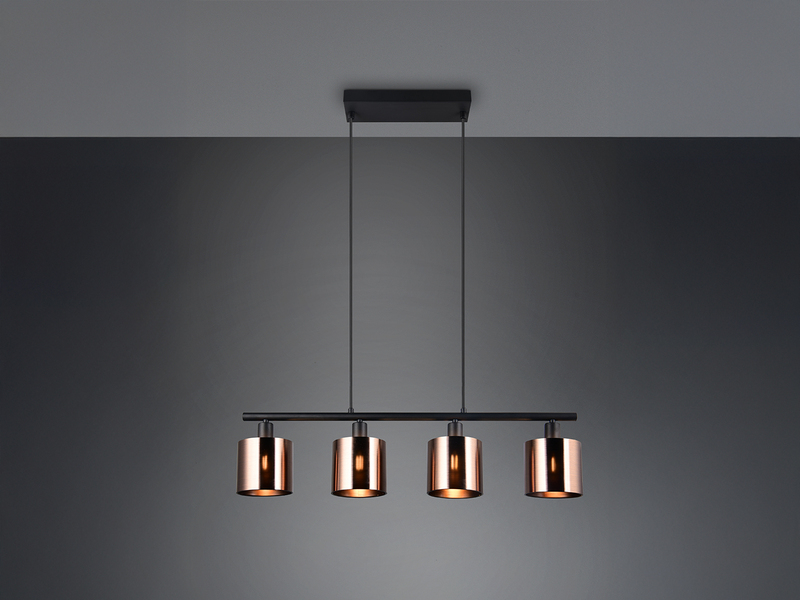 Pendelleuchte JASON 4-flammig mit Lampenschirmen Bronzefarbig, Breite 75cm