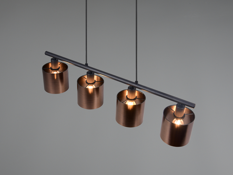 Pendelleuchte JASON 4-flammig mit Lampenschirmen Bronzefarbig, Breite 75cm
