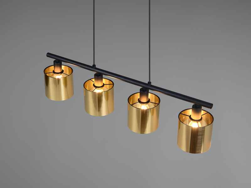 Pendelleuchte JASON 4-flammig mit Lampenschirmen Goldfarbig, Breite 75cm