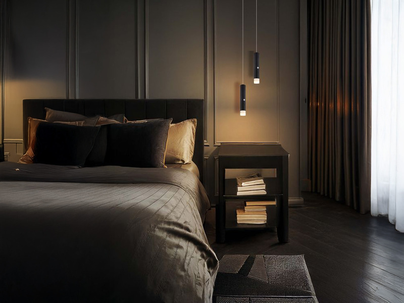 Akku Hängelampe Schwarz, dimmbar, abnehmbarer Leuchtenkopf Ø 3,8cm