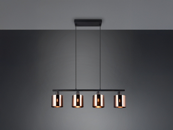 LED Pendelleuchte 4-flammig mit Lampenschirmen Bronzefarbig, Breite 75cm