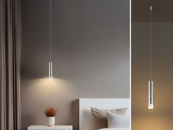 Akku Hängelampe Silber, dimmbar, abnehmbarer Leuchtenkopf Ø 3,8cm