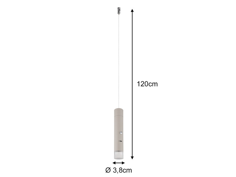 Akku Hängelampe Beige, dimmbar, abnehmbarer Leuchtenkopf Ø 3,8cm