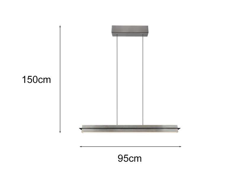 LED Pendelleuchte EMERSON höhenverstellbar & dimmbar, Silber, Breite 95cm