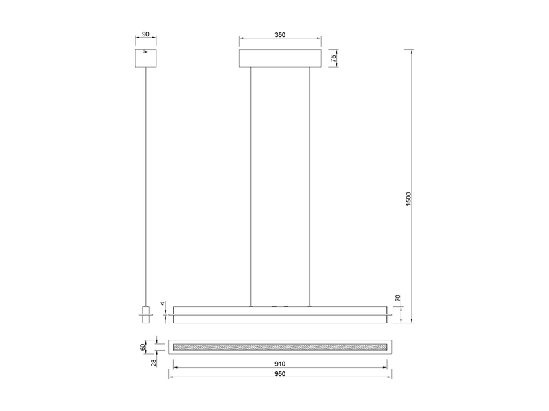 LED Pendelleuchte EMERSON höhenverstellbar & dimmbar, Silber, Breite 95cm
