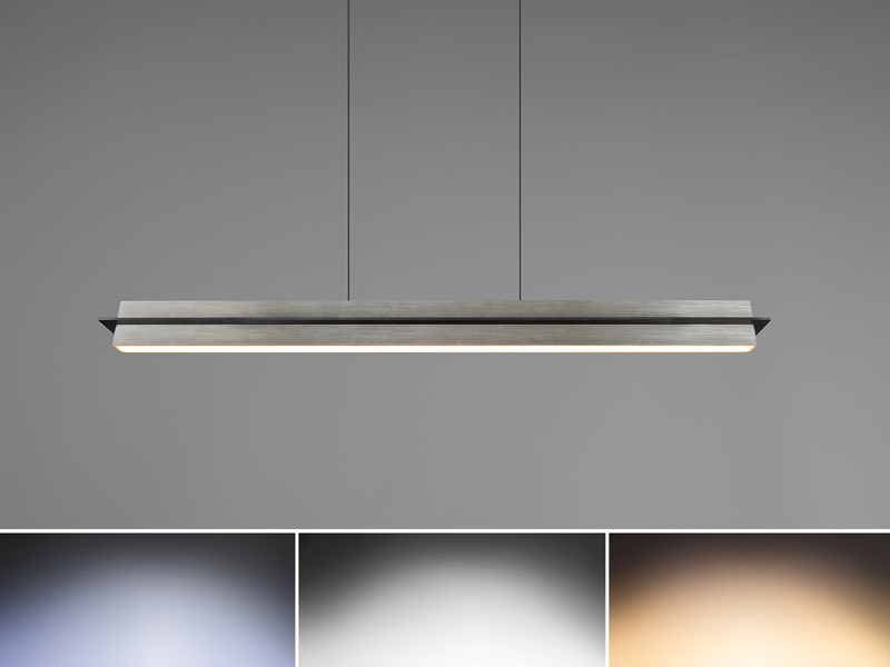 LED Pendelleuchte EMERSON höhenverstellbar & dimmbar, Silber, Breite 95cm