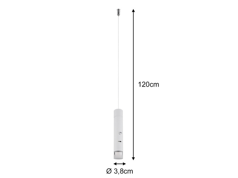 Akku Hängelampe Weiß, dimmbar, abnehmbarer Leuchtenkopf Ø 3,8cm