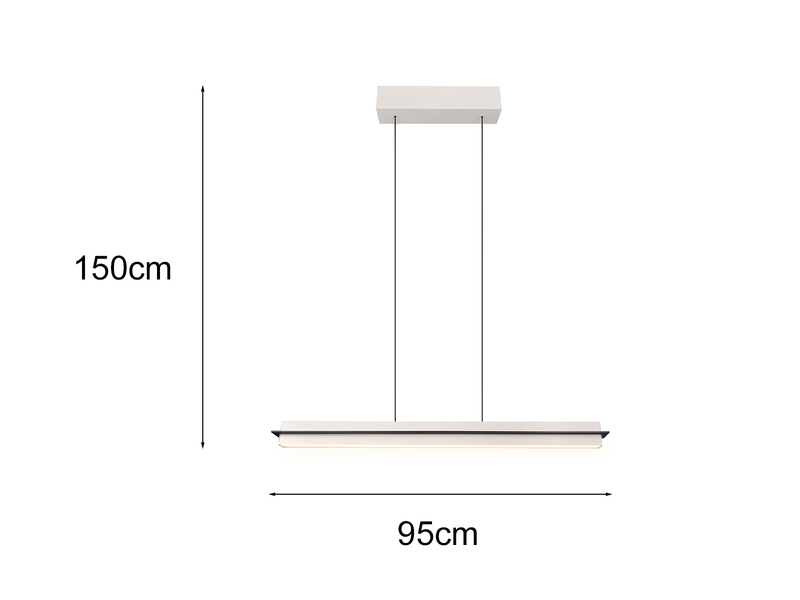 LED Pendelleuchte EMERSON höhenverstellbar & dimmbar, Hellgrau, Breite 95cm