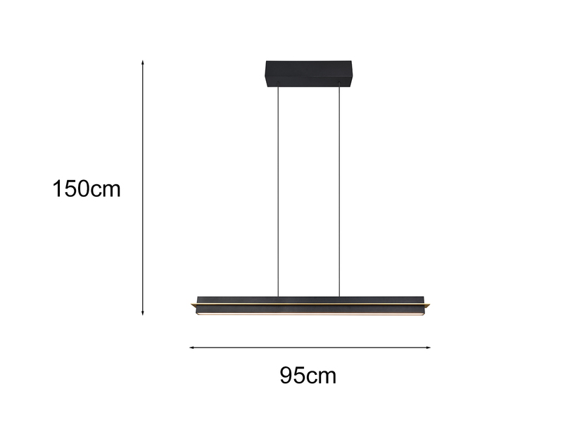 LED Pendelleuchte EMERSON höhenverstellbar & dimmbar, Schwarz, Breite 95cm