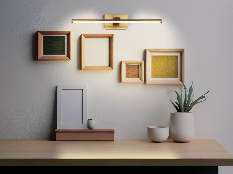 Akku Bilderleuchte JAIME I Messing kabellos zum Kleben, Breite 40cm