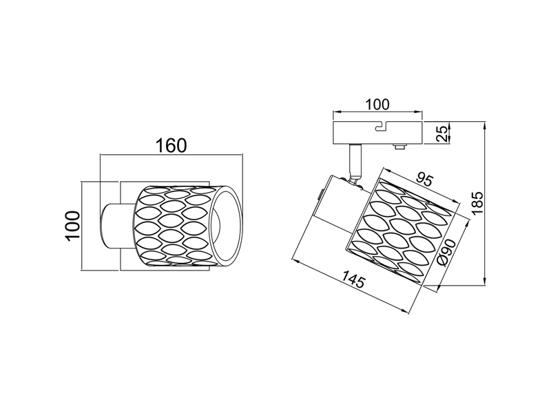 Wandstrahler JACK mit Schalter und Rauchglas Lampenschirm, Höhe 16cm
