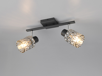 Deckenstrahler JACK 2-flammig mit Rauchglas Lampenschirmen, Breite 37cm