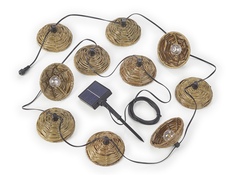 Outdoor Lichterkette MOOD mit 10 Schirmen Solar & USB aufladbar, Länge 5,7 Meter