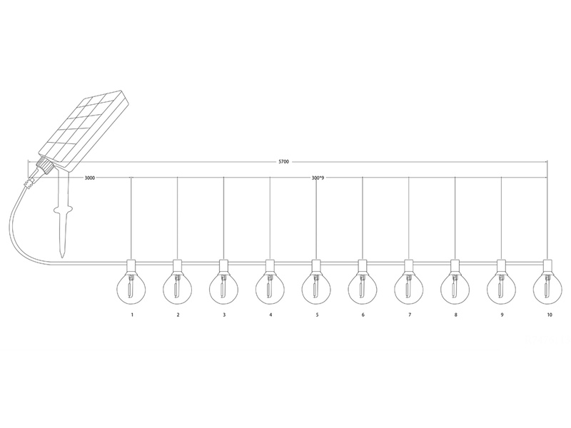 Outdoor Lichterkette MOOD mit 10 Schirmen Solar & USB aufladbar, Länge 5,7 Meter